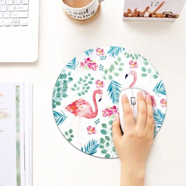 Printed Flamingo Pattern Circular Mouse Pad